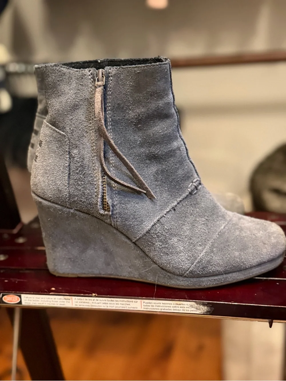 Toms Desert Wedge High Booties Gray